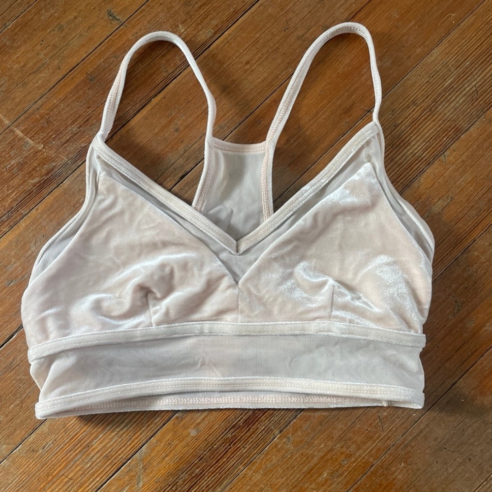 Alo Yoga Luxe Velvet Sports Bra in Nectar Pink